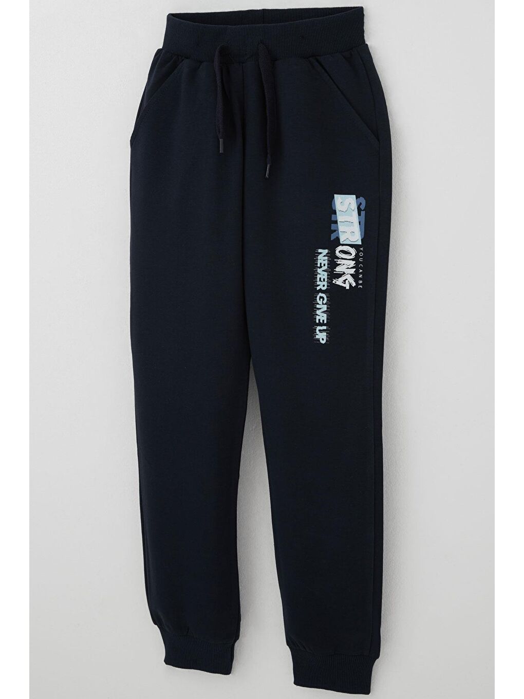 Erkek Çocuk Eşofman Takım Kapüşonlu Yazı Baskılı Cepli İndigo (8-14 Yaş)-6