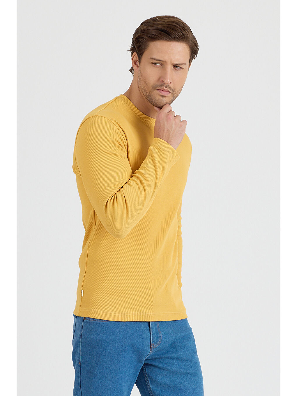 Sarı Erkek Uzun Kol Sweatshirt 1258-3