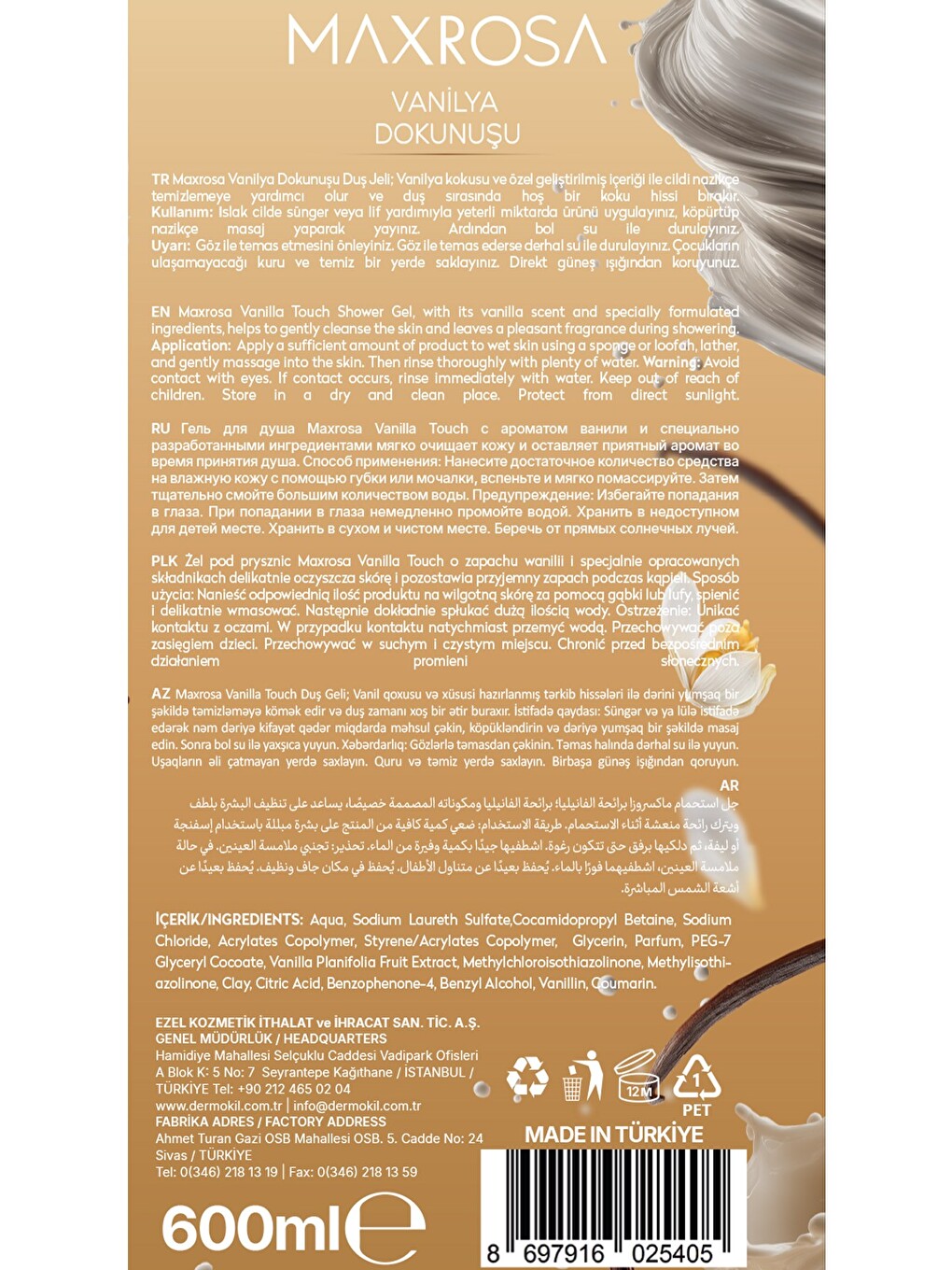 Vanilya Duş Jeli 600 ml x 2 Adet-5