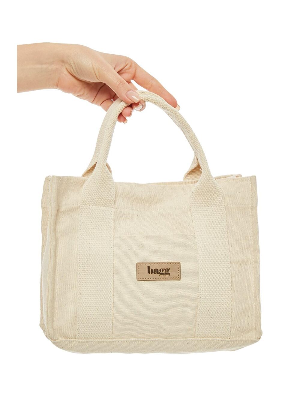 Bagg Bej Kanvas Tote Çanta | 25x20x10 - 2