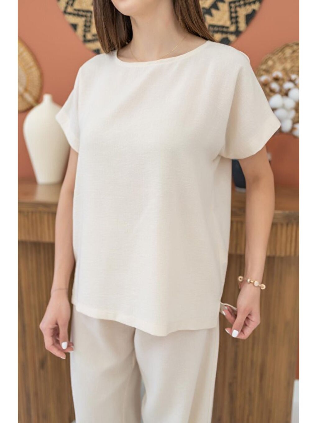 Bej T-Shirt Ve Pantolon Takım-2