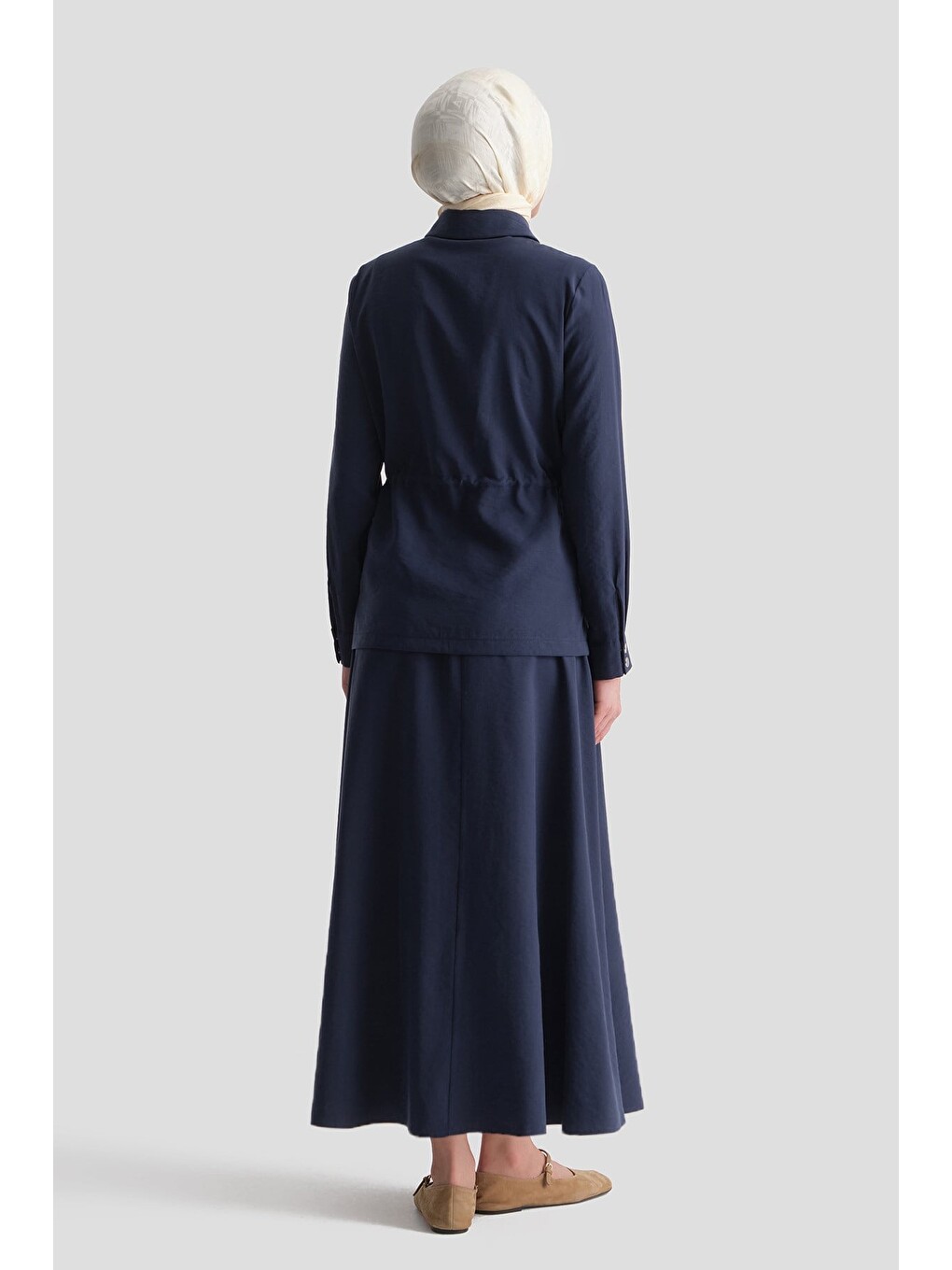 Modal Beli Büzgülü Takım Lacivert-5