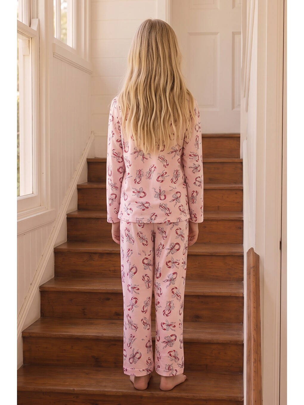 Pembe Desenli Termal Kumaşlı Ultra Soft Yumuşak Düğmeli Örme Pijama Takımı-3