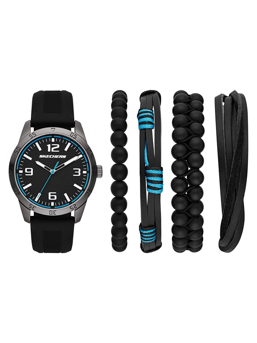 Siyah SR9092 Erkek Kol Saati ve Bileklik Seti