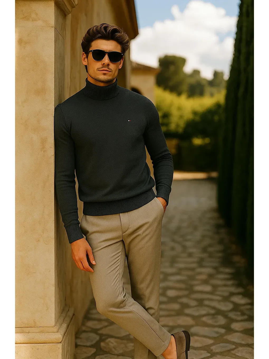 Gri Erkek Basic Premium Comfort Uzun Füme Kazak-2