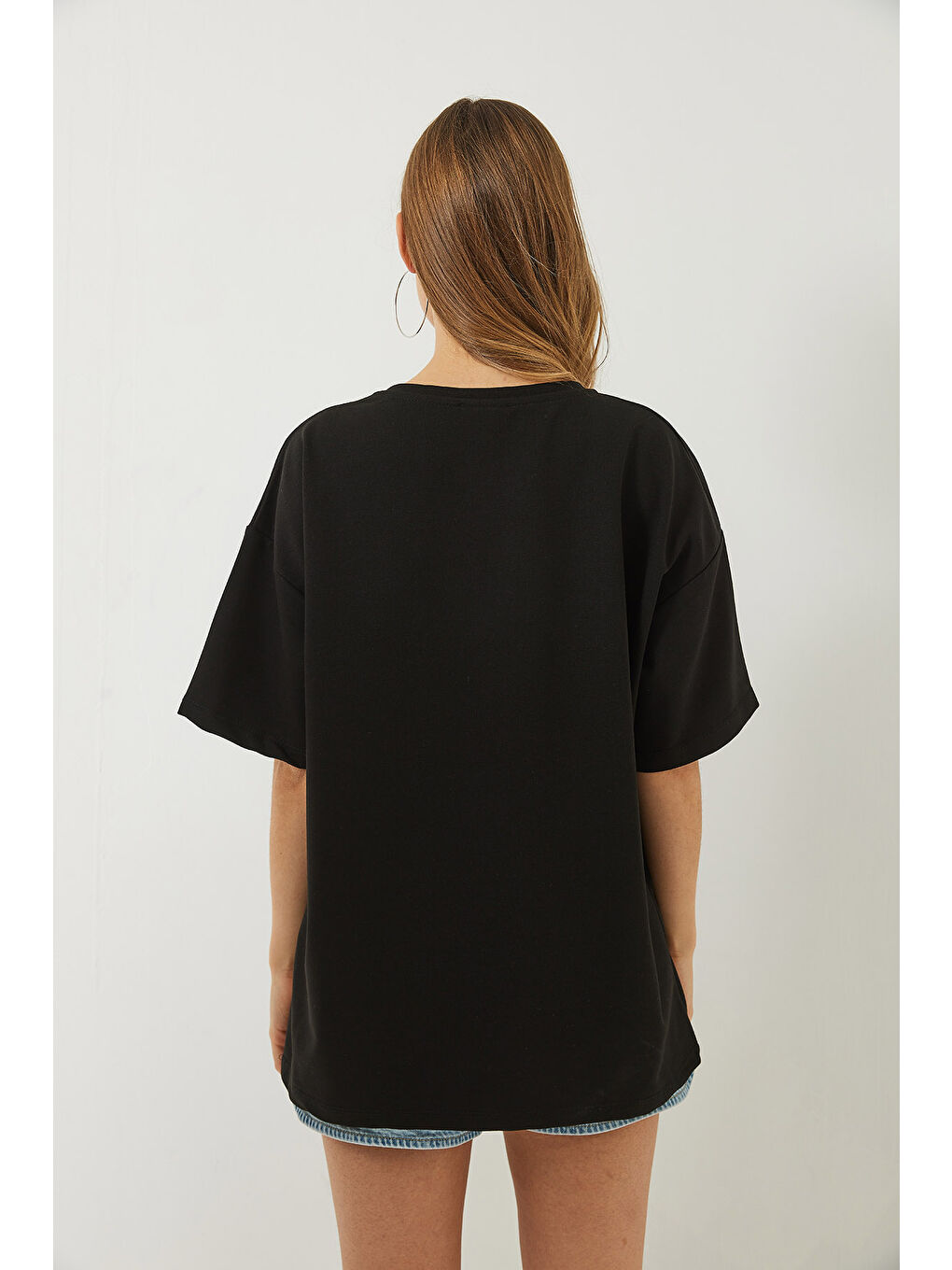 Siyah Kadın Scooter Baskılı Kısa Kollu Bisiklet Yaka Regular T-Shirt-5