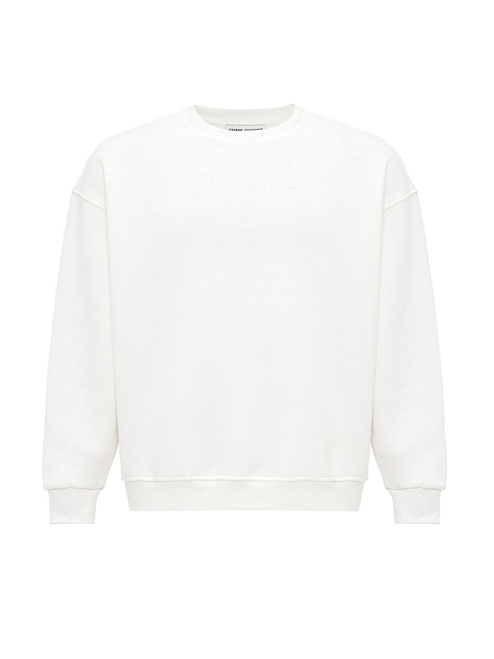 VAMOSCLO Ekru Basic Oversize Bisiklet Yaka Erkek Sweatshirt