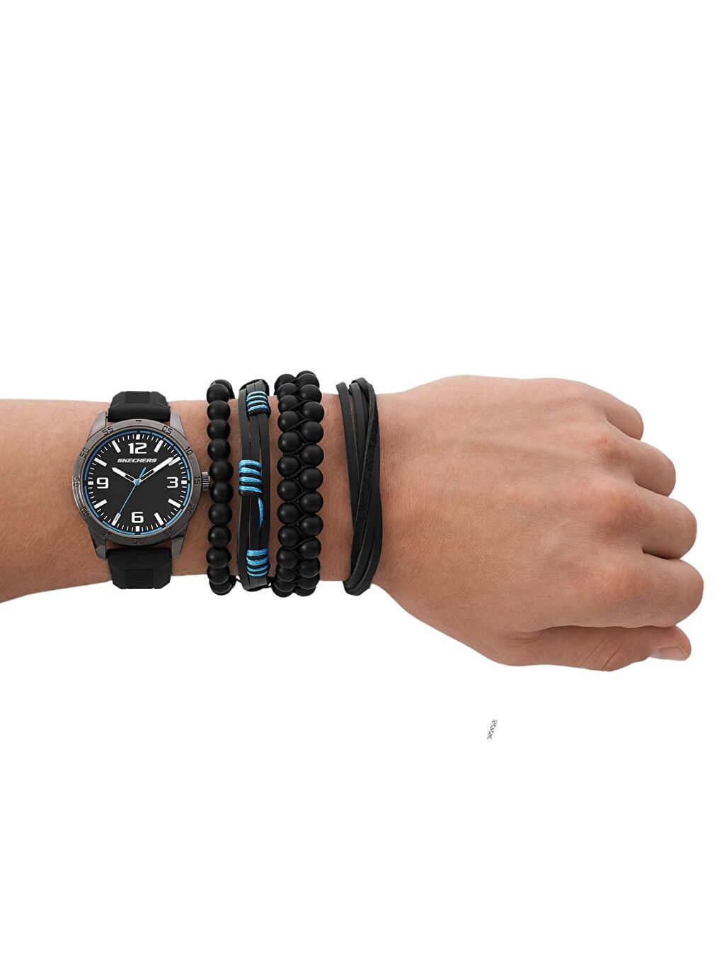 Siyah SR9092 Erkek Kol Saati ve Bileklik Seti-3