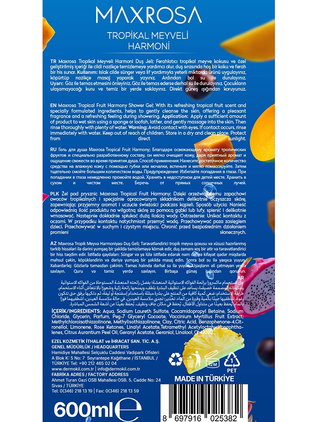 Tropikal Meyveler Duş Jeli 600 ml x 4 Adet-5