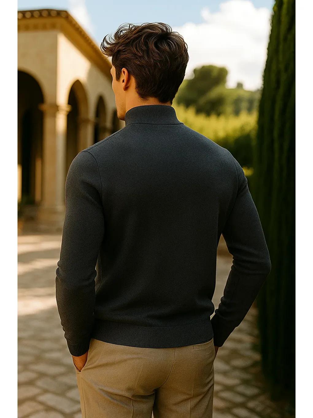 Gri Erkek Basic Premium Comfort Uzun Füme Kazak-5