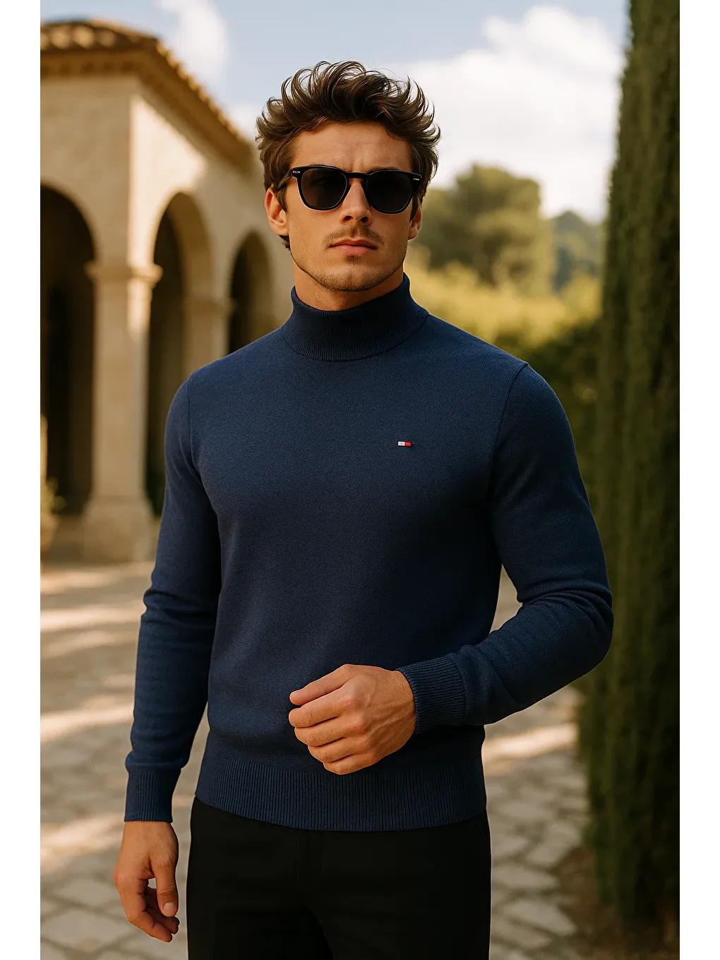 Erkek Basic Premium Comfort Uzun Lacivert Kazak