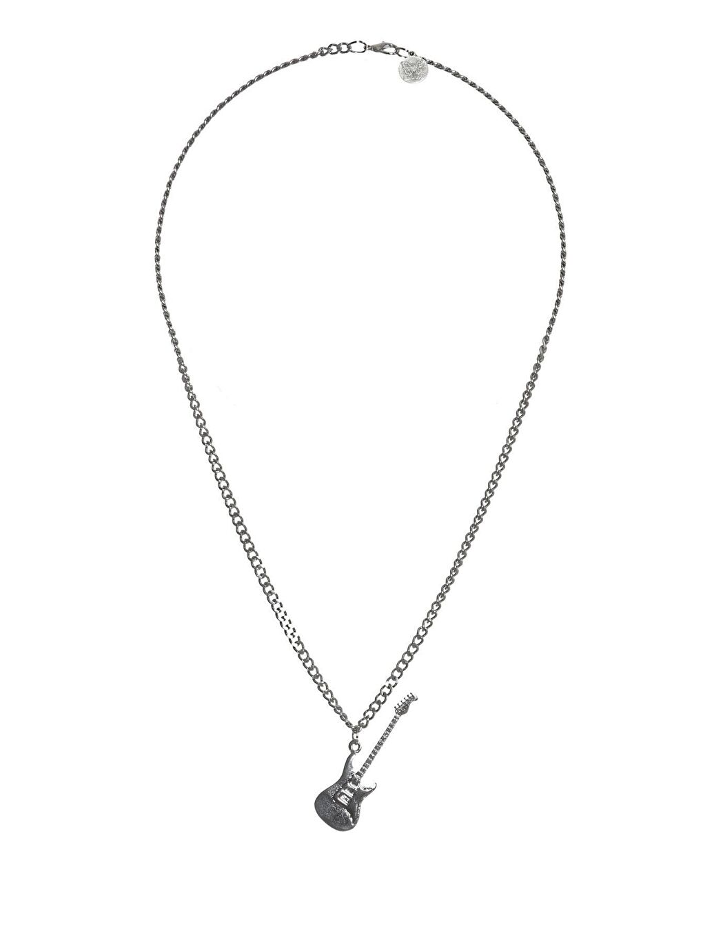 Antrasit Erkek Gitar Uçlu Zincir Kolye