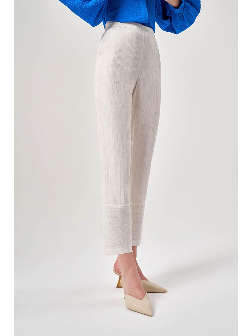 Mizalle Keten Doku Kırçıllı Bej Pantolon - 3