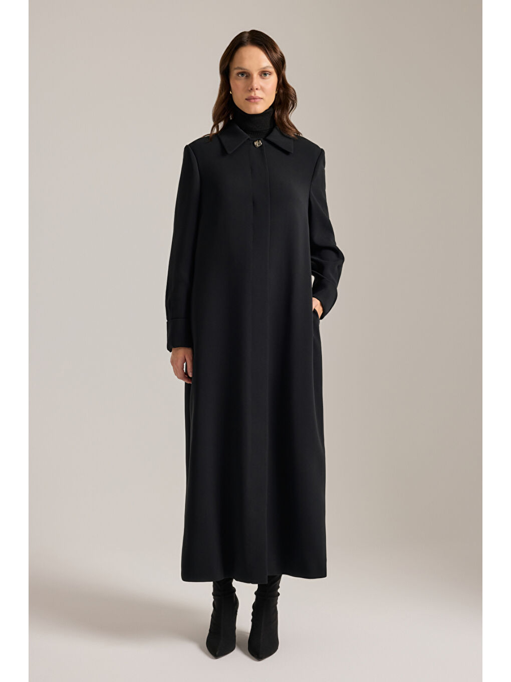 Siyah Dokuma Pardösü-1