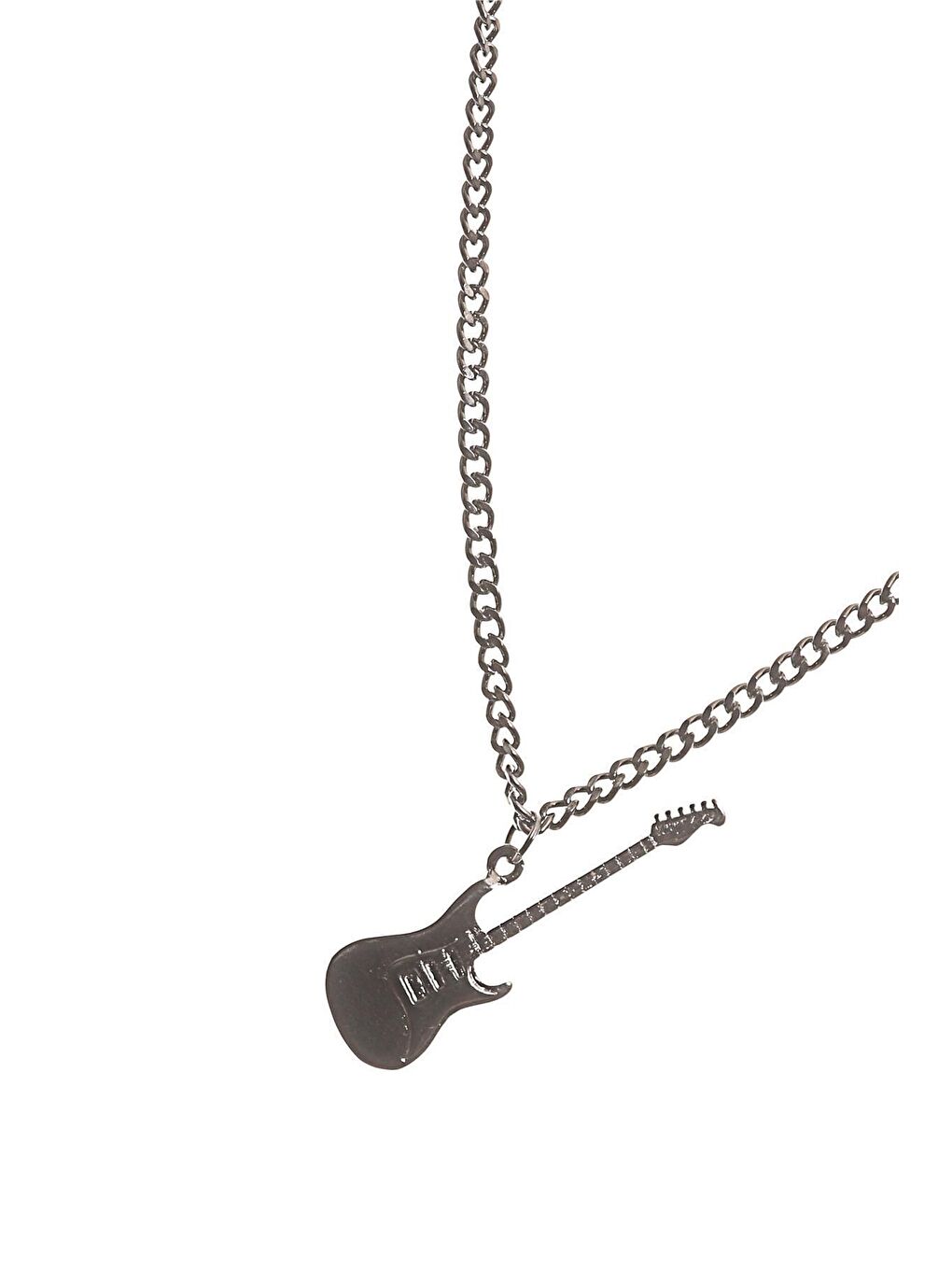 Antrasit Erkek Gitar Uçlu Zincir Kolye-1
