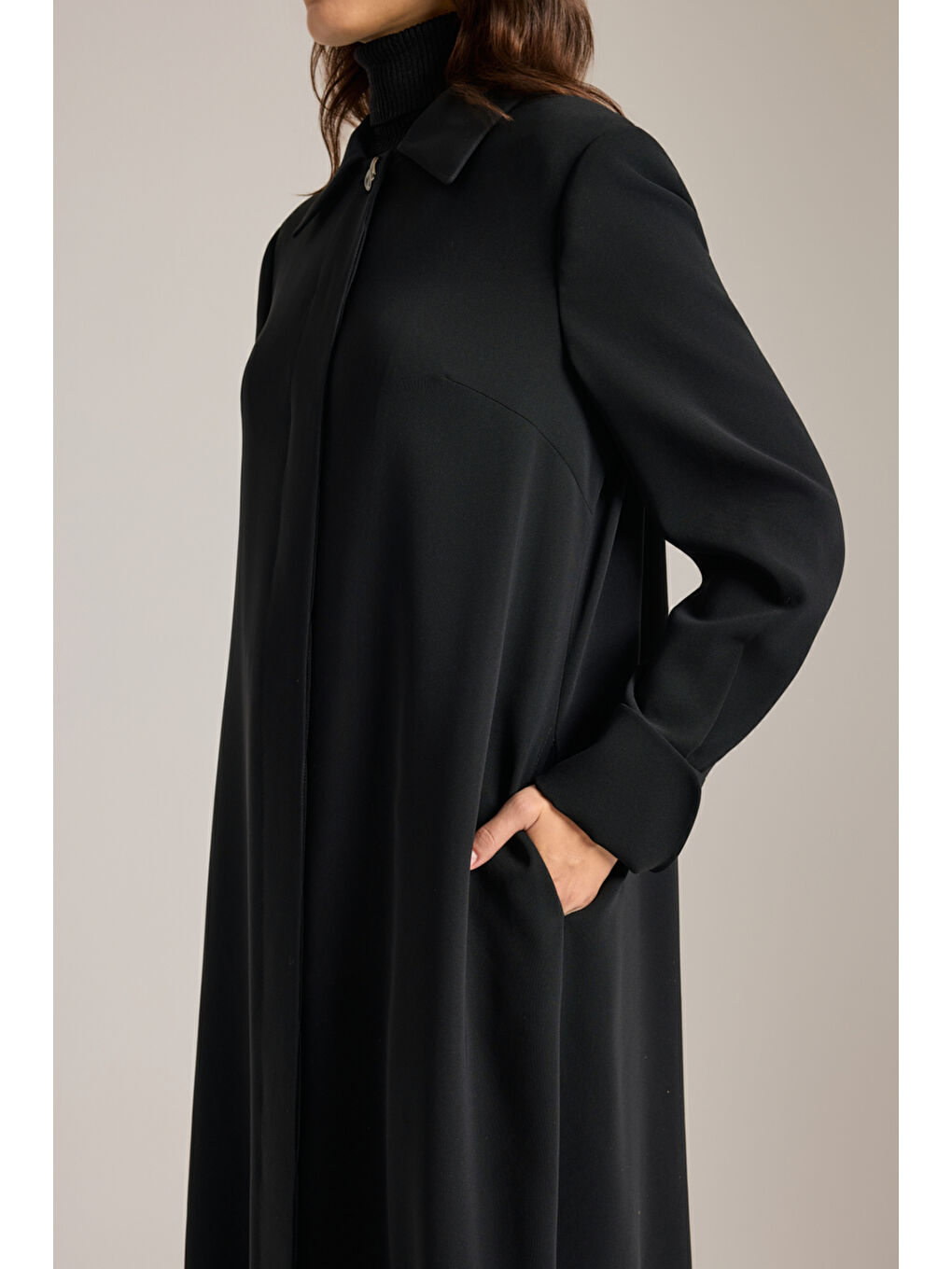 Siyah Dokuma Pardösü-3