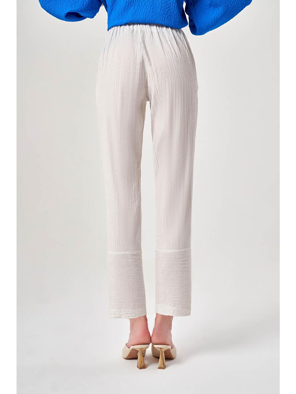 Mizalle Keten Doku Kırçıllı Bej Pantolon - 4