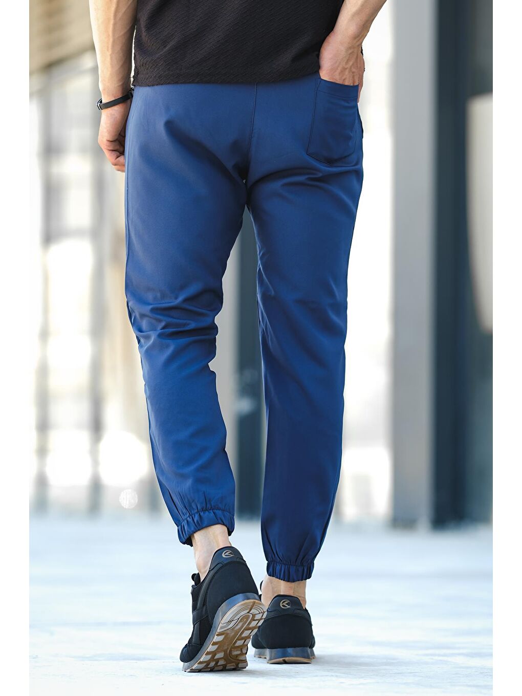 Lacivert Paçası ve Beli  Lastikli Erkek Jogger Pantolon-2