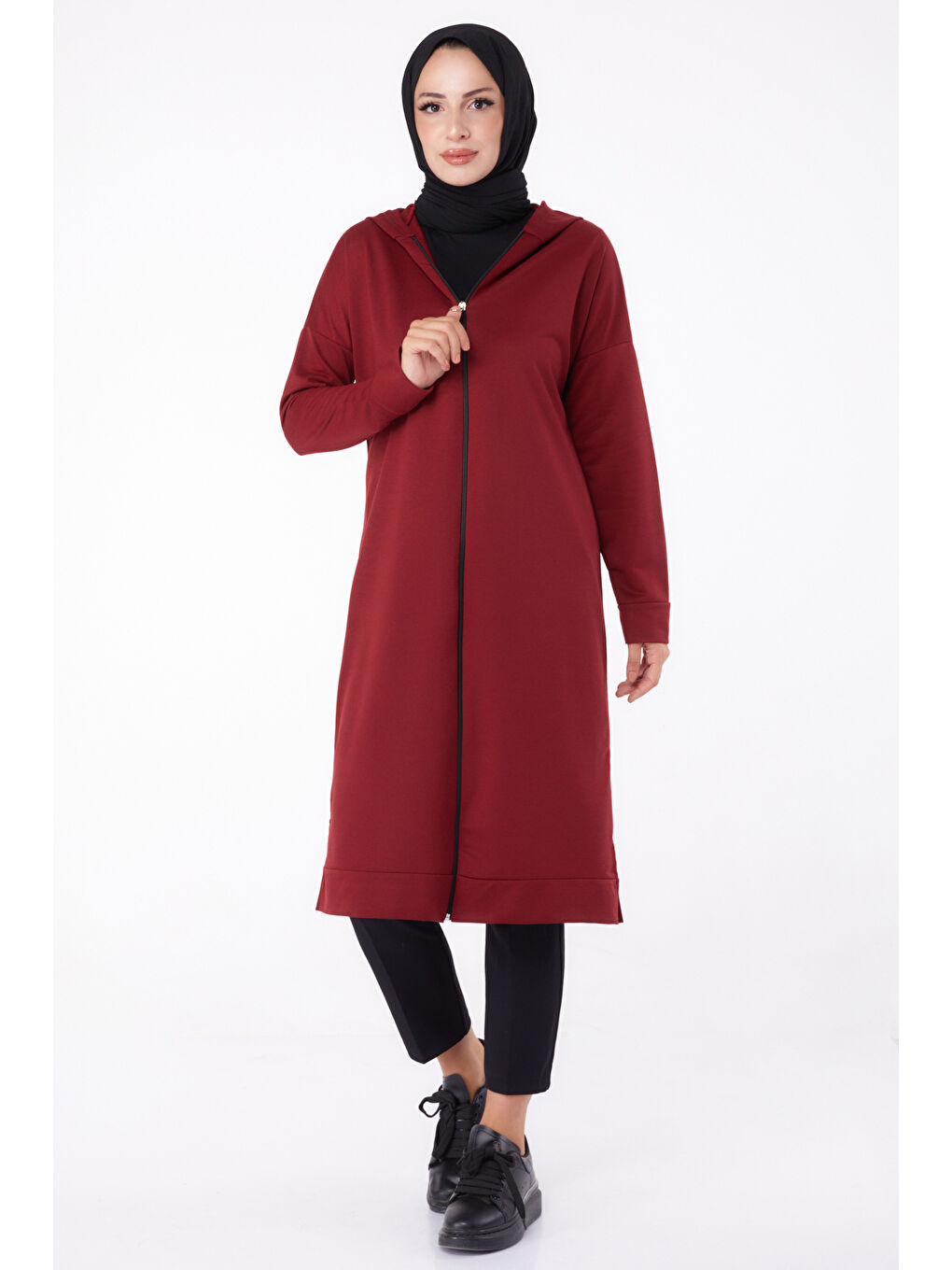 Fermuarlı Kap Bordo - 13299-1