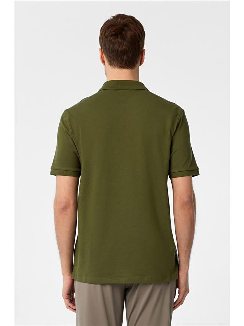 Haki Regular Düz Polo Yaka Tişört-3