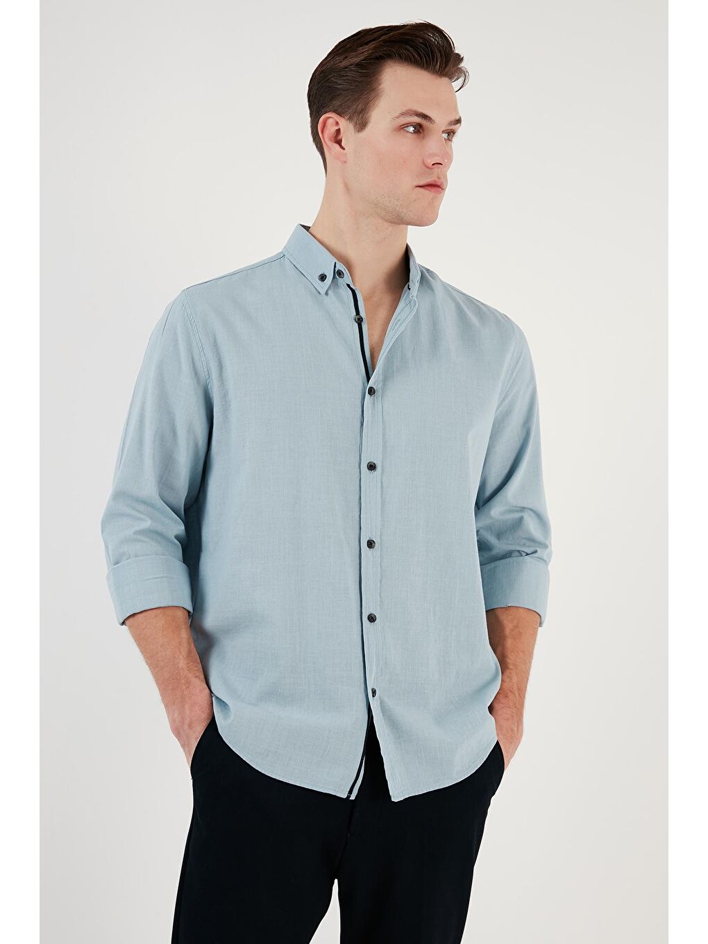 Turkuaz Regular Fit Düğmeli Yaka %100 Pamuk Erkek Gömlek CF20S111871-4