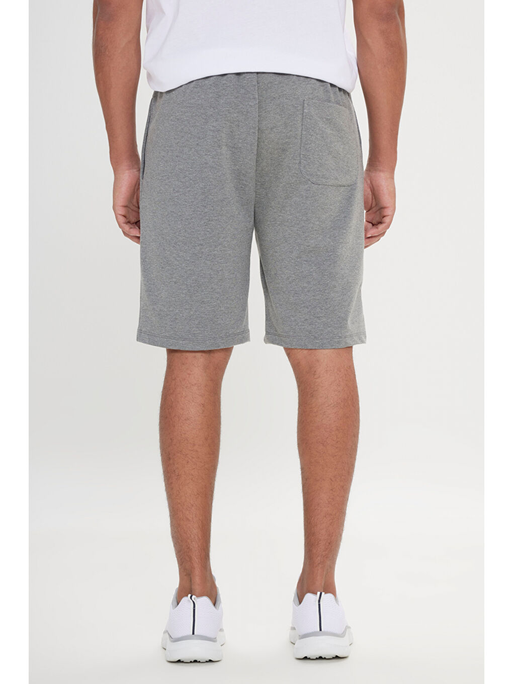Erkek Gri Melanj Standart Fit Günlük Rahat Spor Örme Şort-4