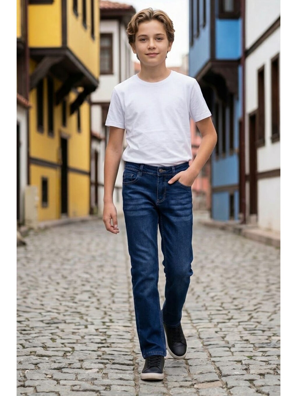 Mavi Erkek Çocuk Bıyık Detaylı Elastanlı Jean Pantolon Pnt6016-1