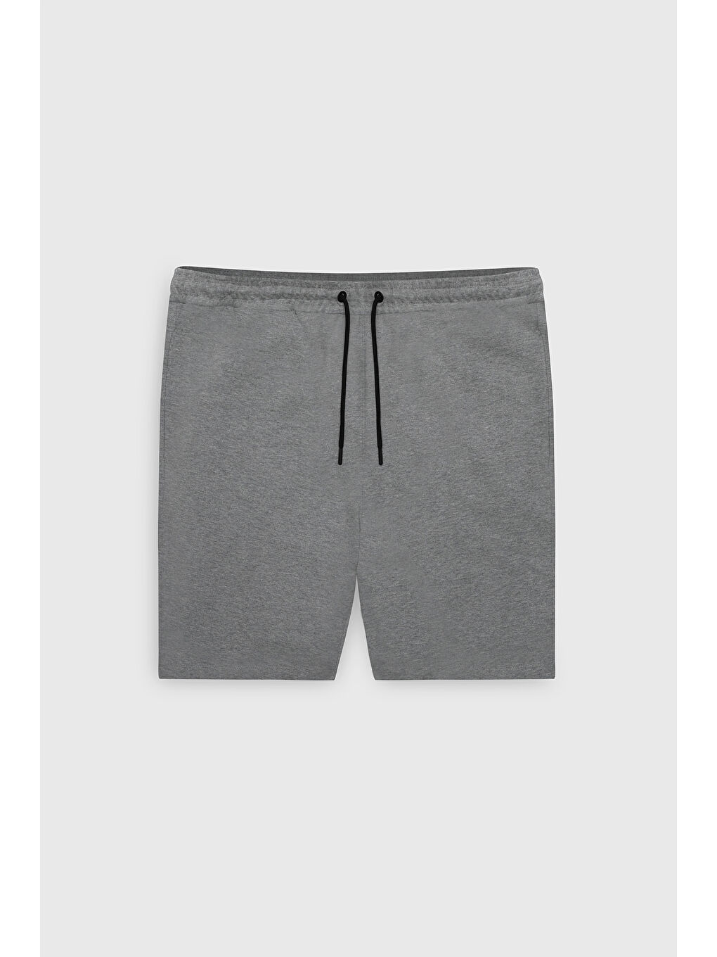 Erkek Gri Melanj Standart Fit Günlük Rahat Spor Örme Şort-5
