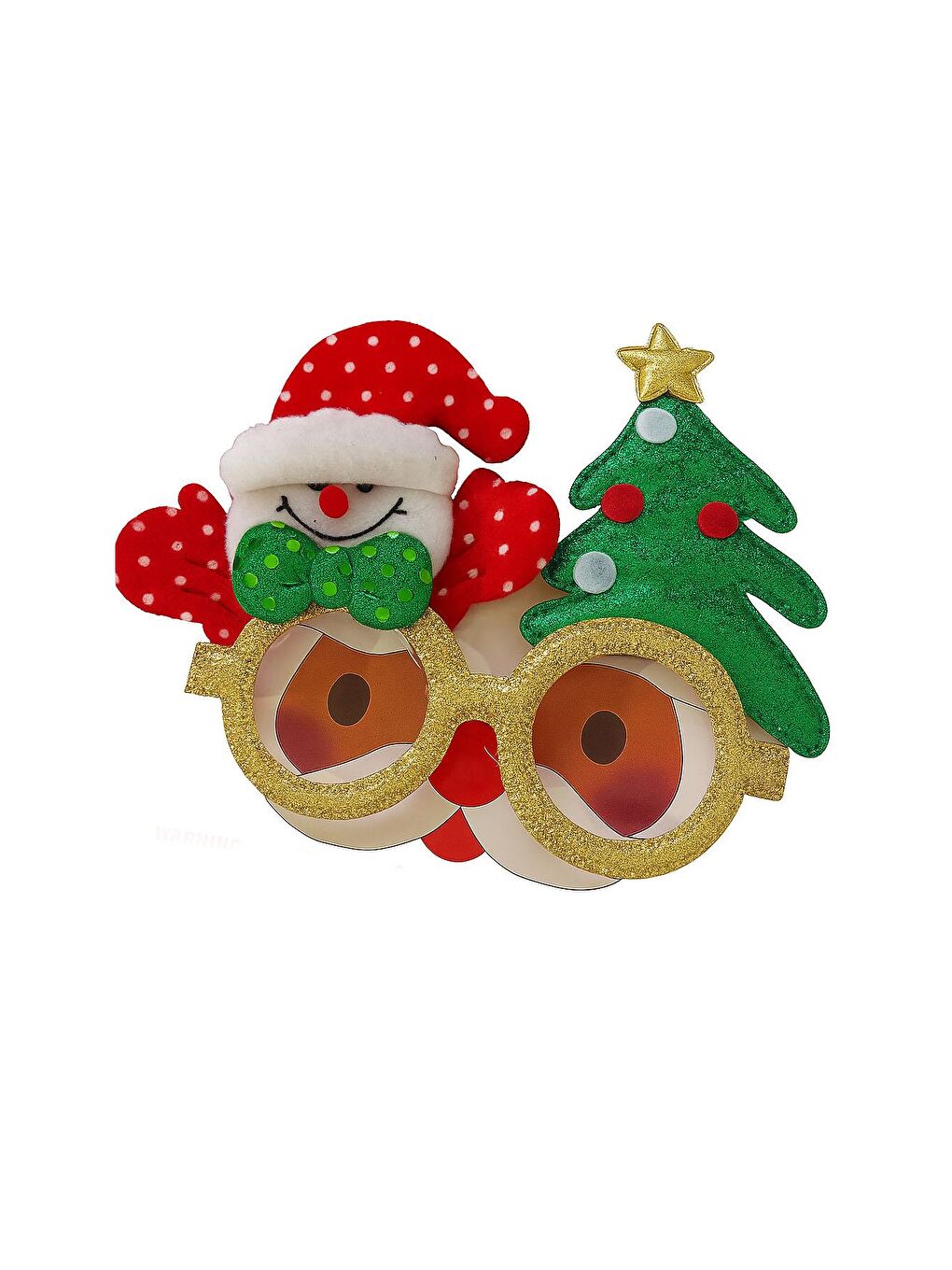 Kırmızı Yılbaşı Ağacı Ve Noel Baba Eğlenceli Gözlük