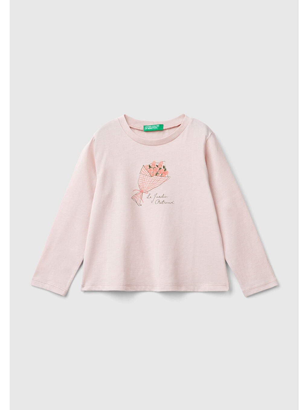 United Colors Of Benetton Kız Çocuk Toz Pembe Su Bazlı Parlak Baskılı Sweatshirt