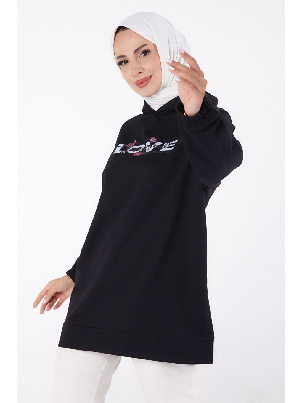 Baskılı Sweatshirt Siyah - 13330