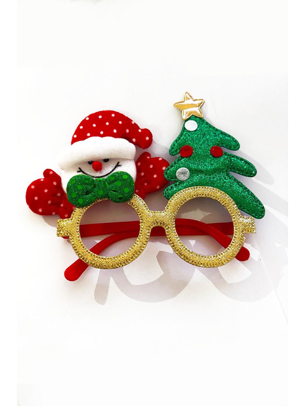 Kırmızı Yılbaşı Ağacı Ve Noel Baba Eğlenceli Gözlük-2