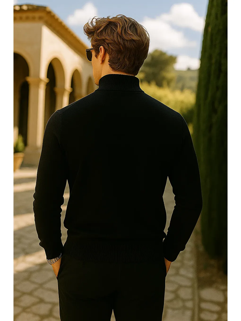 Erkek Basic Premium Comfort Uzun Siyah Kazak-4