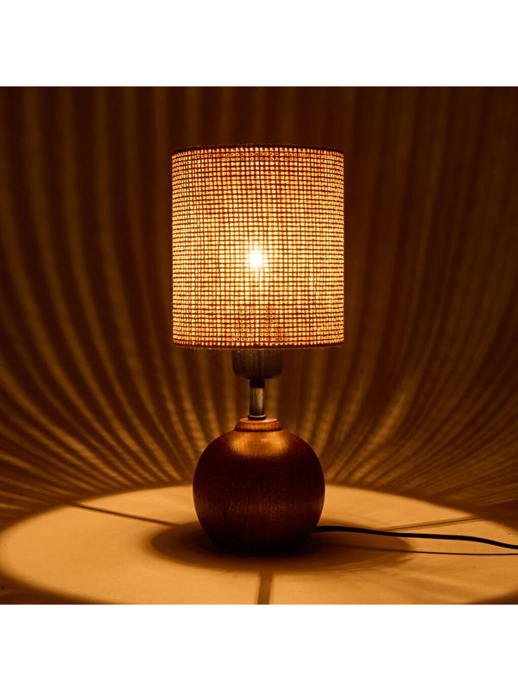 Lighting Simena Ahşap Abajur - Kahverengi / Ceviz - 36x15x15 cm-3