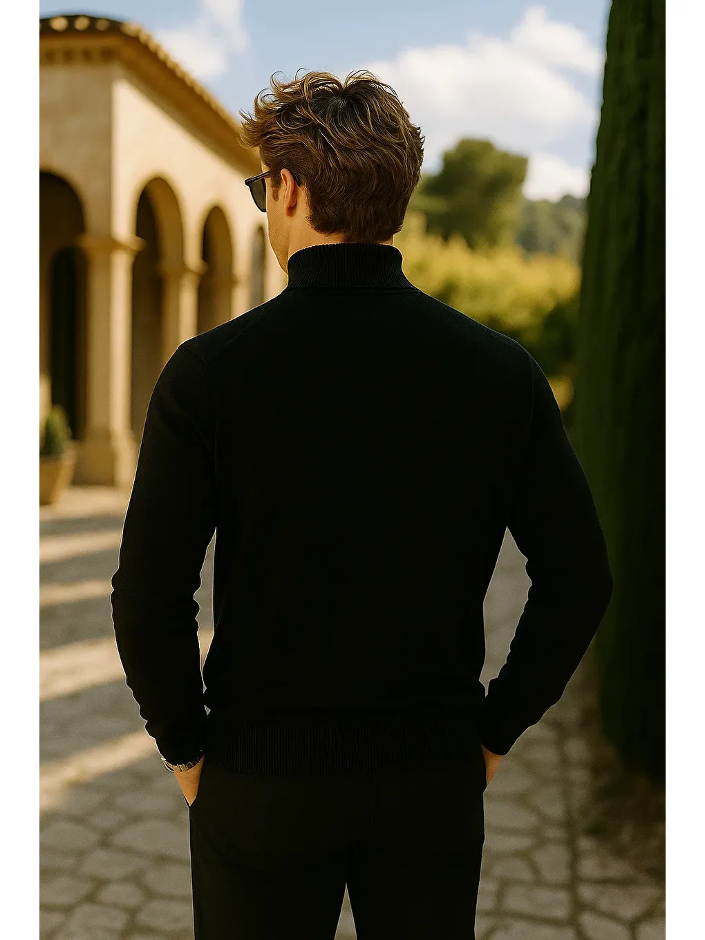 Erkek Basic Premium Comfort Uzun Siyah Kazak-5