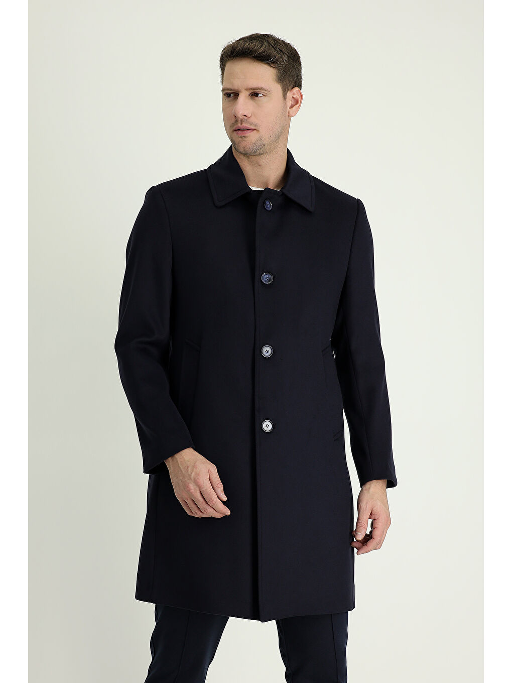 Lacivert Klasik Palto-2