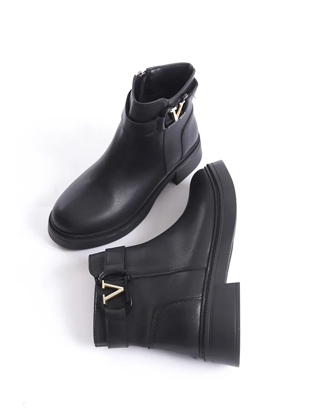 Siyah D0802 Kadın Yanı Tokalı Ortopedik Soğuk Geçirmez Bot