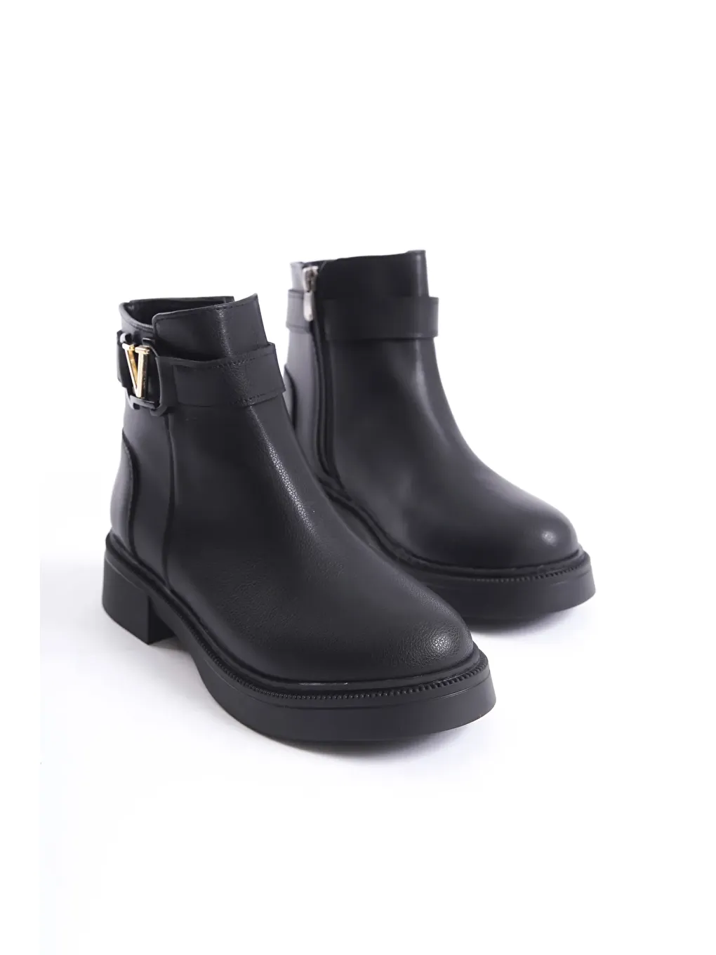 Siyah D0802 Kadın Yanı Tokalı Ortopedik Soğuk Geçirmez Bot-2