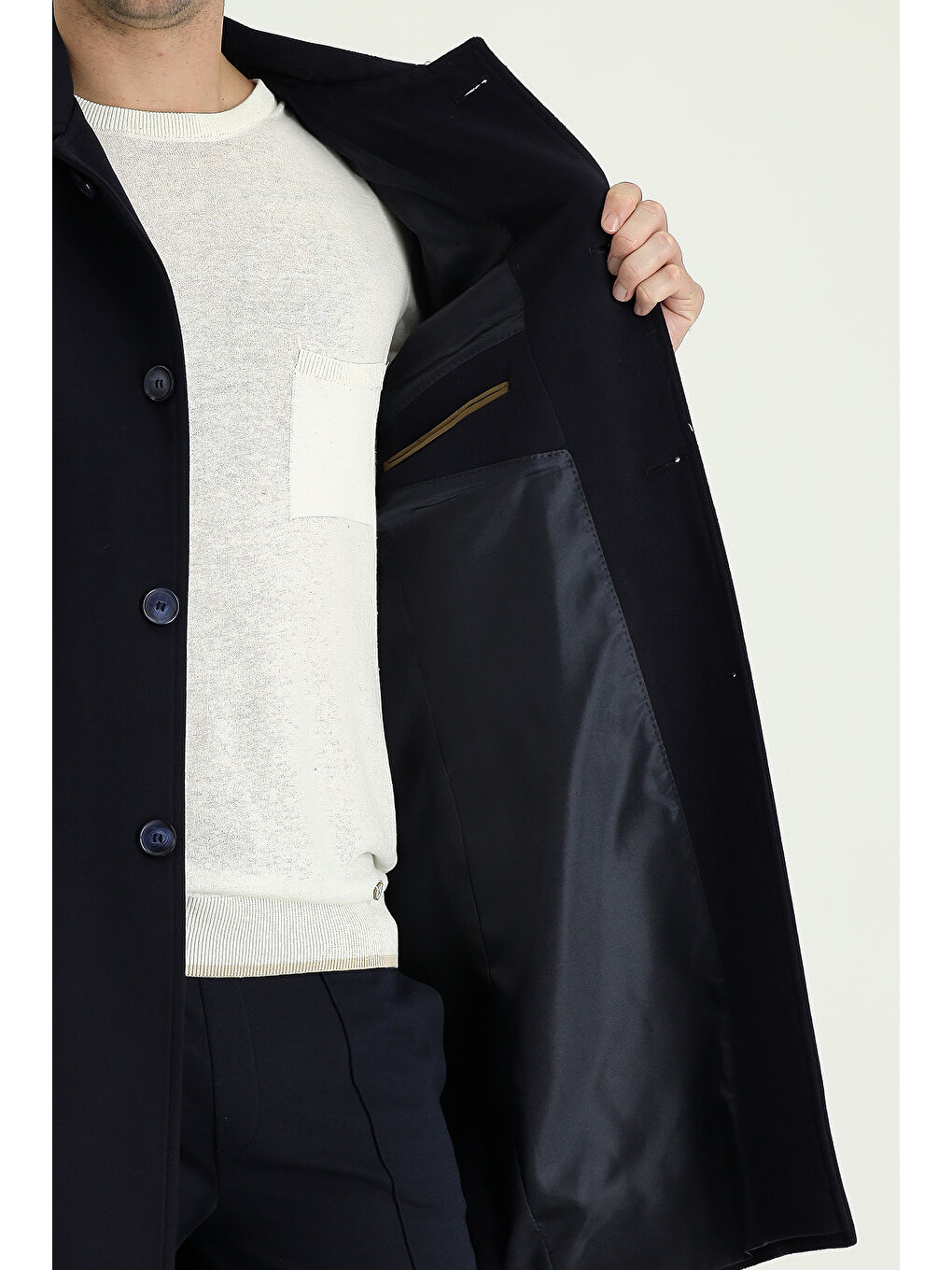 Lacivert Klasik Palto-4