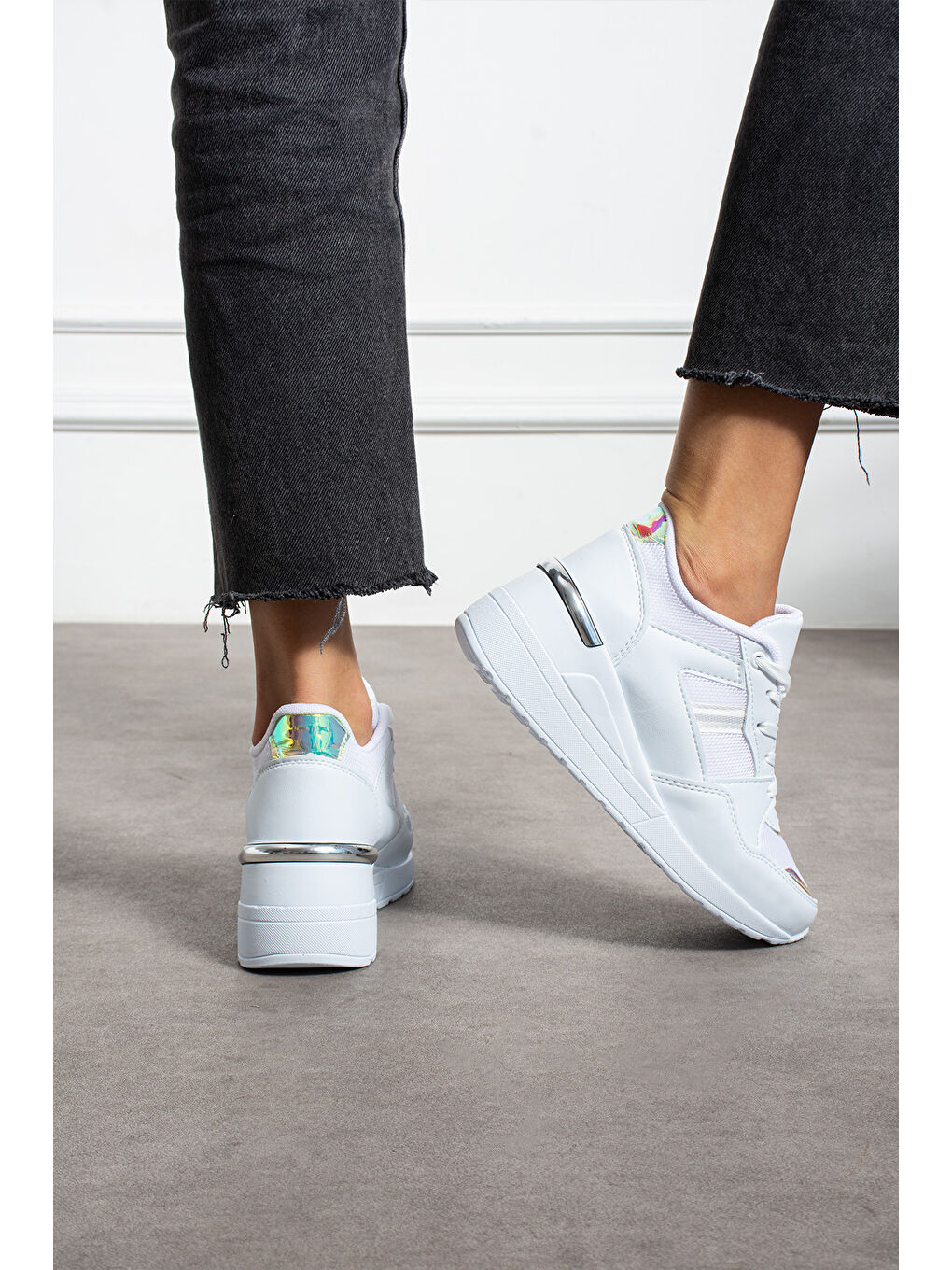 Beyaz Kadın Yüksek Günlük Ayakkabı-1