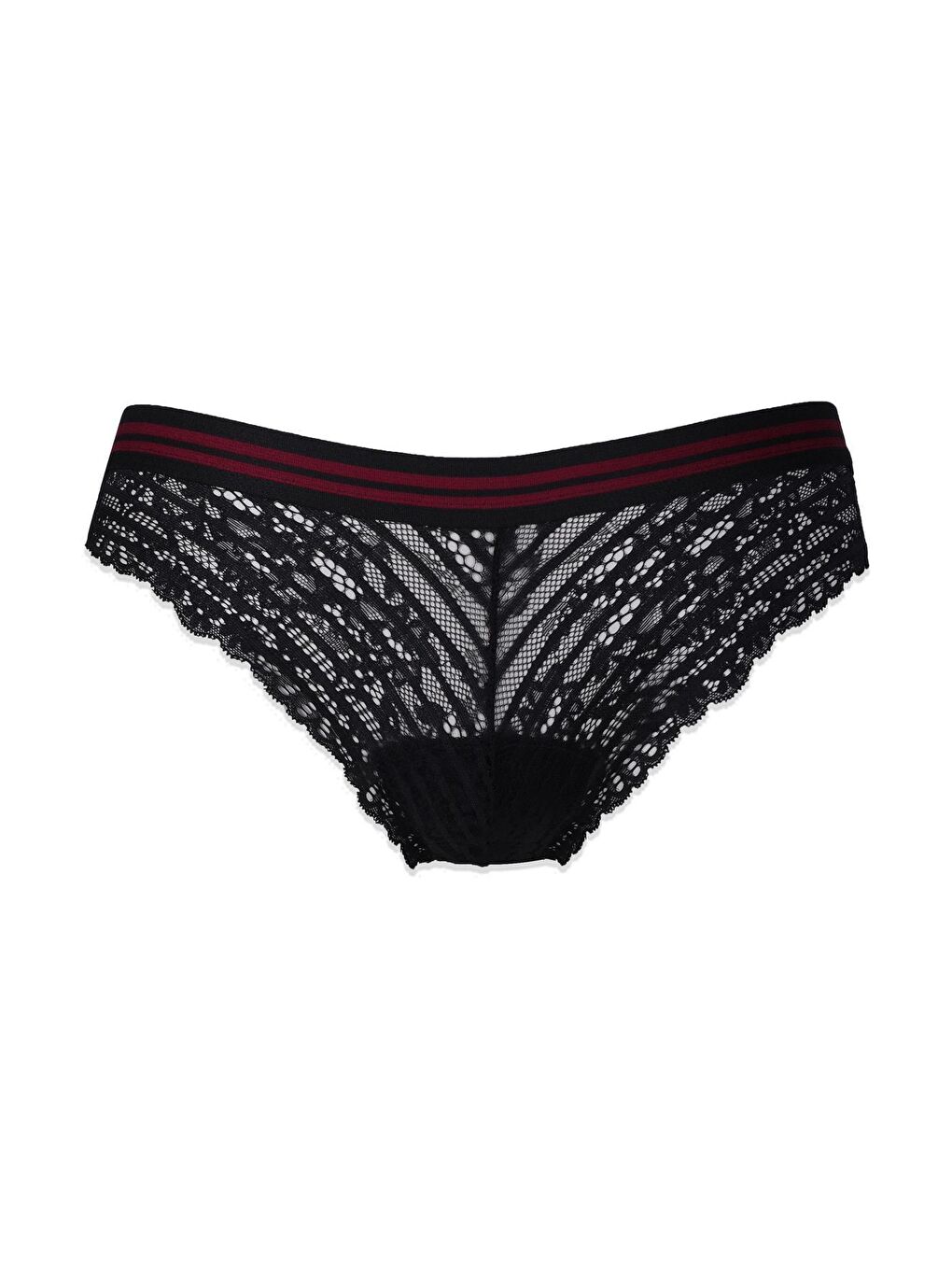 Lacivert Kadın 3'lü Çizgili Lastikli Dantelli Külot-2