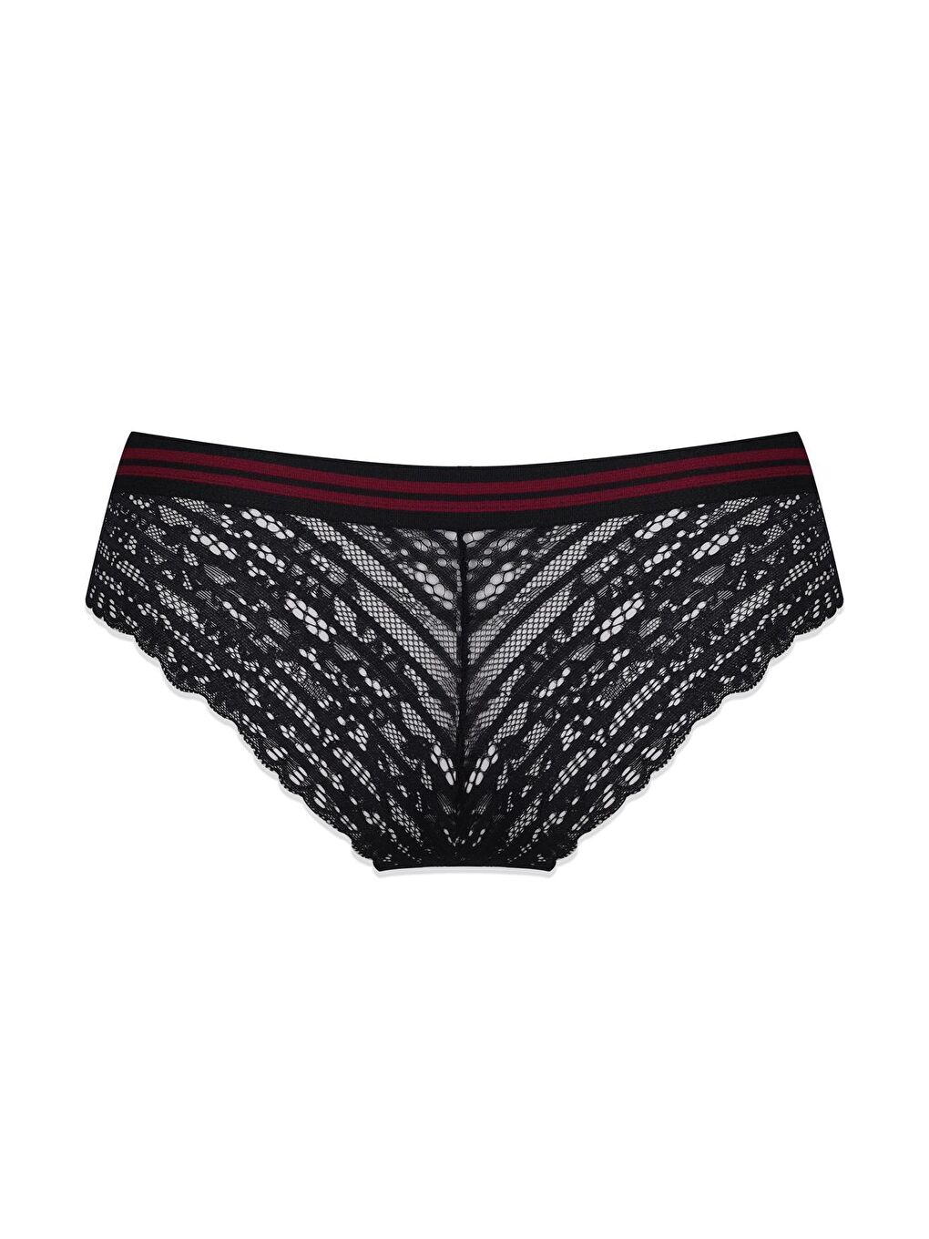 Lacivert Kadın 3'lü Çizgili Lastikli Dantelli Külot-3