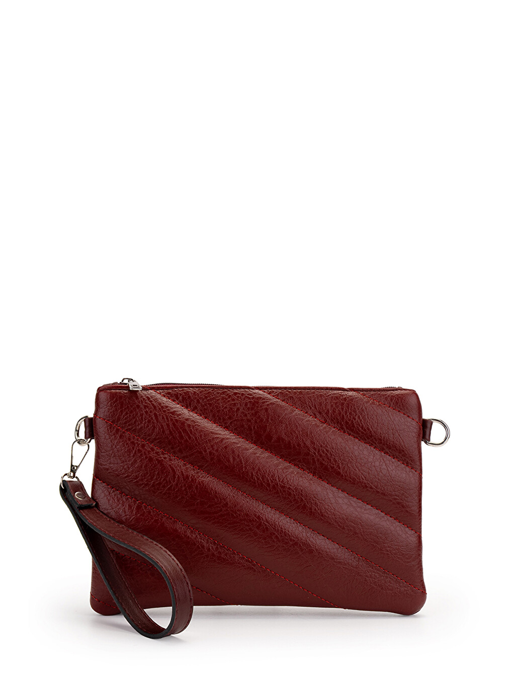 Kapitone Dikişli Clutch Kadın Çapraz Çanta Monaco Bordo