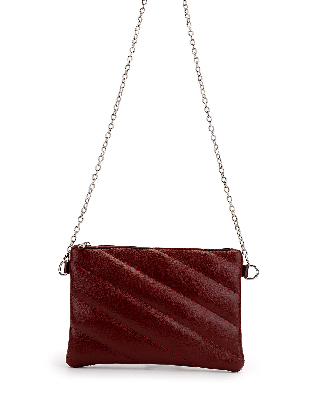 Kapitone Dikişli Clutch Kadın Çapraz Çanta Monaco Bordo-1