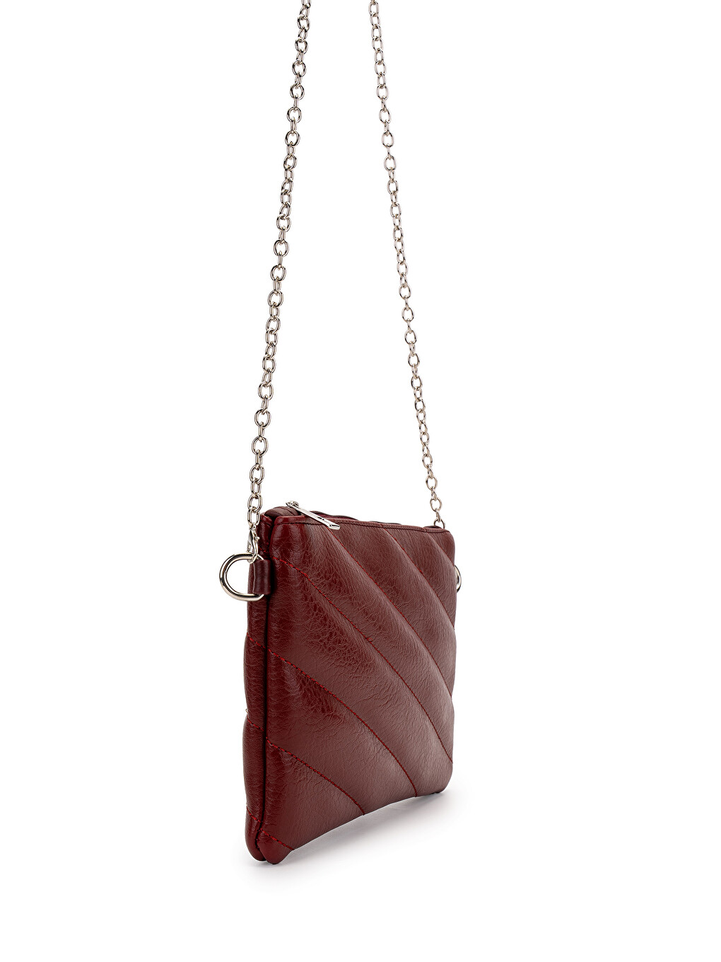 Kapitone Dikişli Clutch Kadın Çapraz Çanta Monaco Bordo-2