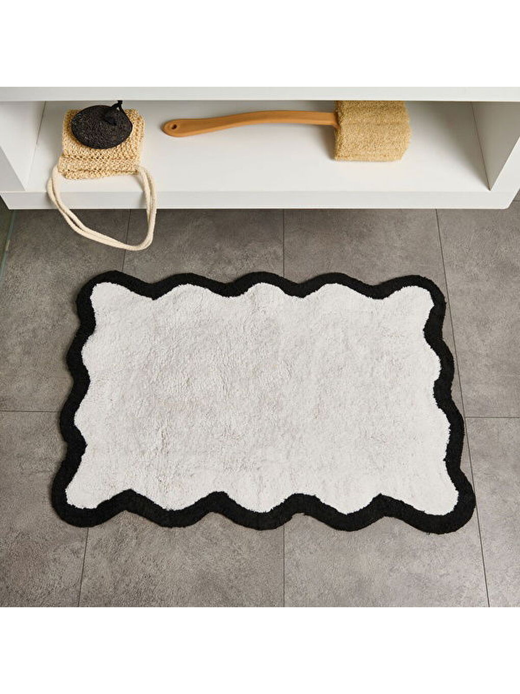 Soft Elegant Tufting Banyo Paspası - Beyaz - 60x90 cm