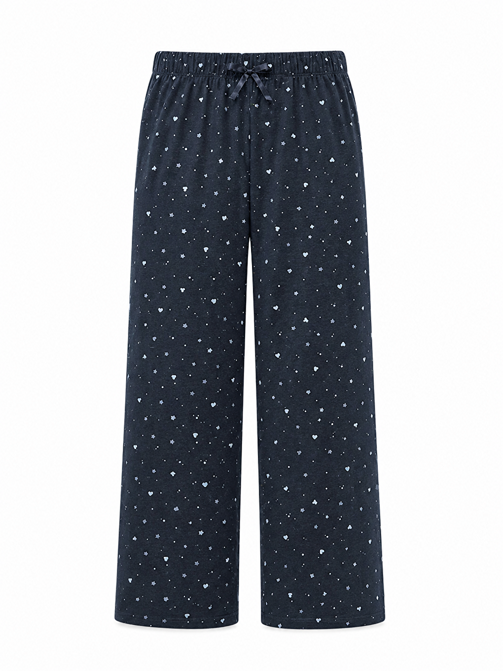 Siyah Kadın Desenli Viskon Düz Paça Pijama Altı