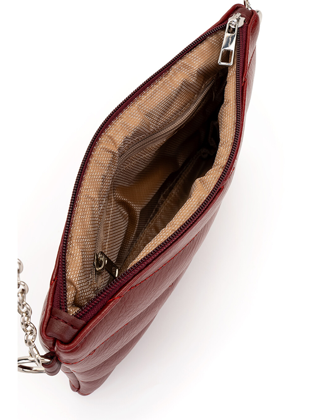 Kapitone Dikişli Clutch Kadın Çapraz Çanta Monaco Bordo-3