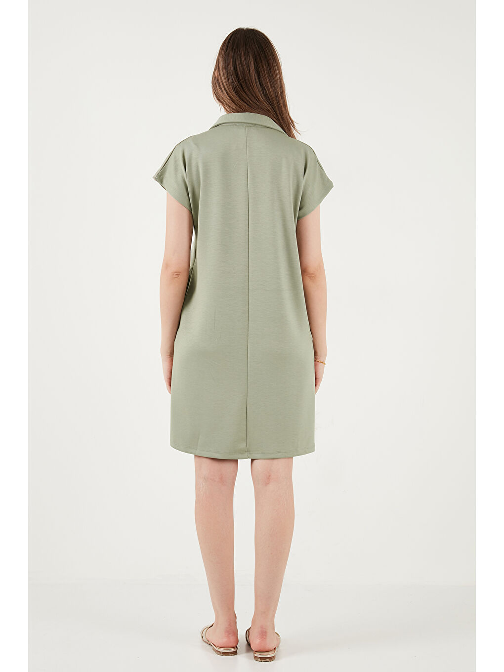 Yeşil Regular Fit Polo Yaka Mini Kadın Elbise 5866153-6