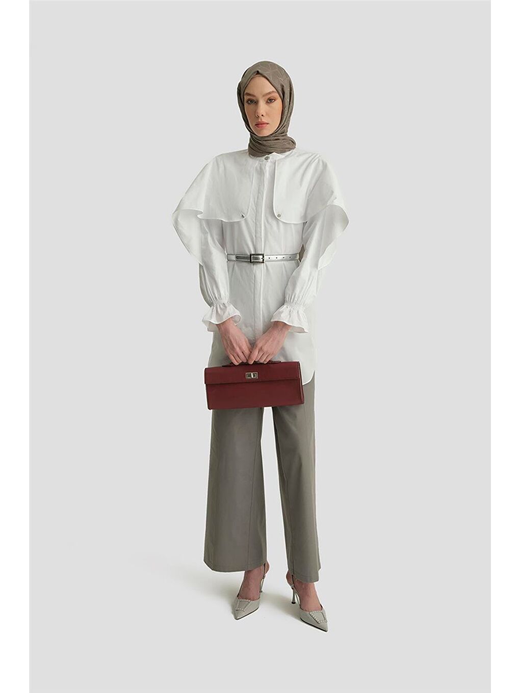 Yüksek Bel Palazzo Pantolon 25Y2812 Gri